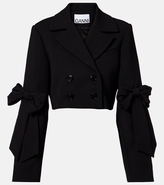 Double-breasted cropped blazer | Ganni