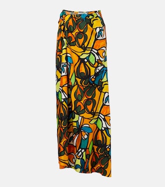 Printed draped silk maxi skirt | Christopher Esber