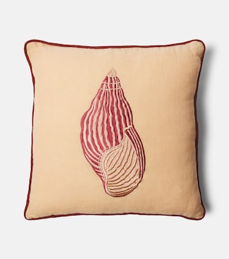 Embroidered cotton velvet cushion | Les-Ottomans