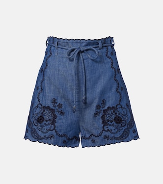Aster embroidered denim shorts | Zimmermann