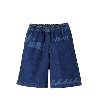 Printed denim shorts | Versace Kids