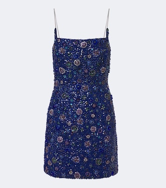 Crystal Midnight embellished silk minidress | Là Fuori