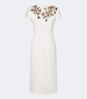 Floral-appliqué wool-blend cocktail dress | Oscar de la Renta