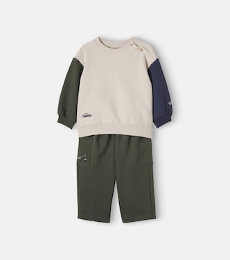 Baby Elliot cotton sweatshirt and sweatpants set | Wheat
