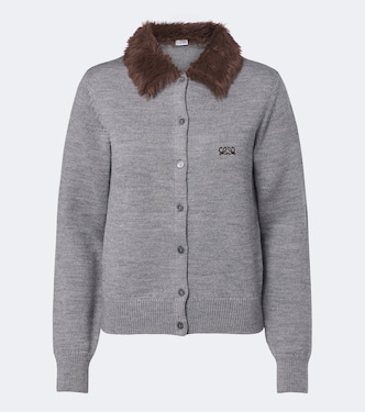 Double L ribbed-knit wool cardigan | Loewe