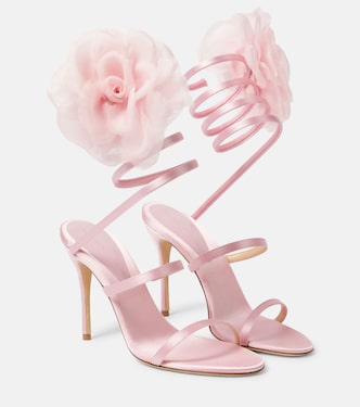 Floral-appliqué satin sandals | Magda Butrym