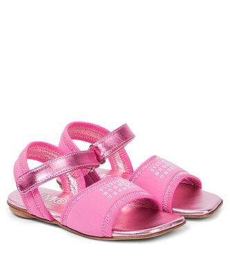 Embellished leather-trimmed sandals | MM6 Maison Margiela Kids