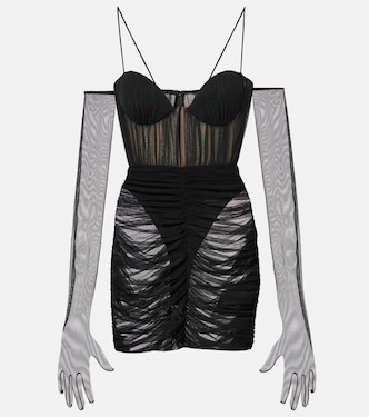 Ruched sheer bustier dress | Alex Perry