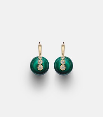 Boucles d'oreilles en or 14 ct, diamants et malachites | Sydney Evan