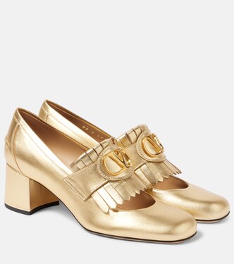 Loafer-Pumps VLogo Signature 55 aus Metallic-Leder | Valentino Garavani