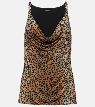 Medusa '95 leopard-print draped top | Versace