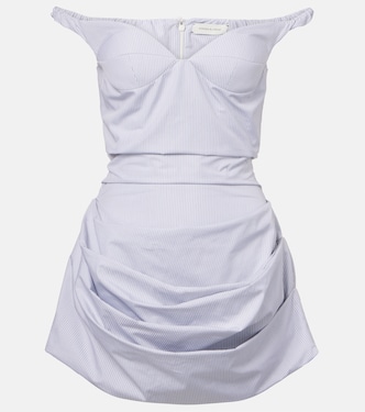 Striped draped cotton poplin bustier dress | Magda Butrym