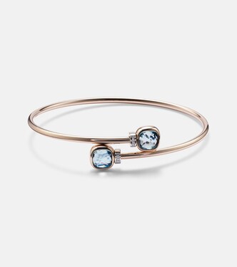 Nudo 18kt white gold bangle with diamonds and topaz | Pomellato
