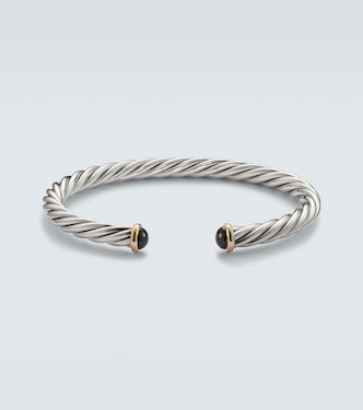 Cable 14kt gold and sterling silver cuff bracelet with onyx | David Yurman