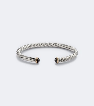 Cable 14kt gold and sterling silver cuff bracelet with onyx | David Yurman