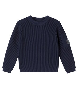 Lens ribbed-knit cotton-blend sweater | C.P. Company Kids
