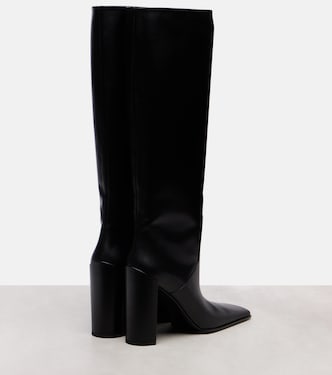Square leather knee-high boots in black - Alaia | Mytheresa