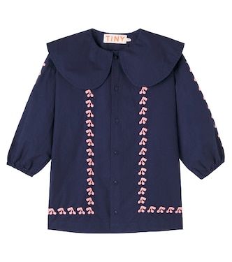 Cherries embroidered cotton dress | Tinycottons