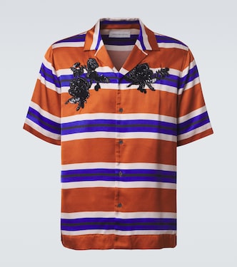 Embellished striped satin shirt | Dries Van Noten