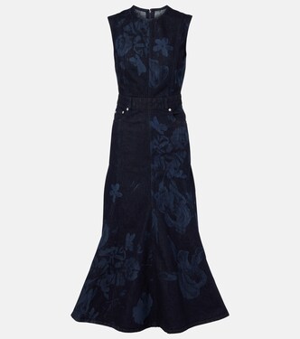 Robe midi en jean à fleurs | Erdem