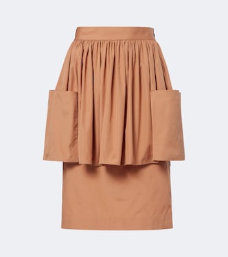 Layered cotton gabardine midi skirt | Chloé