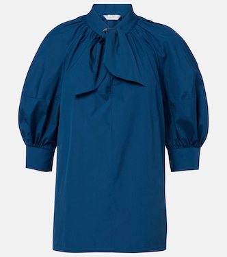Tie-neck cotton poplin blouse | Max Mara