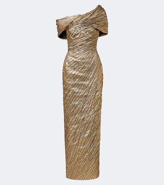 Robe longue en brocart à rayures | Marmar Halim