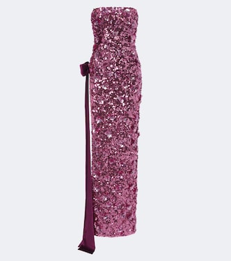 Sylpha bow-detail sequined bustier gown | Retrofête