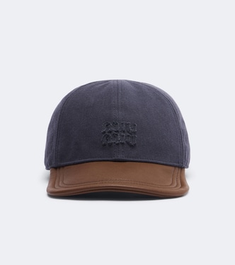 Baseballkappe aus Baumwolle mit Leder | Miu Miu
