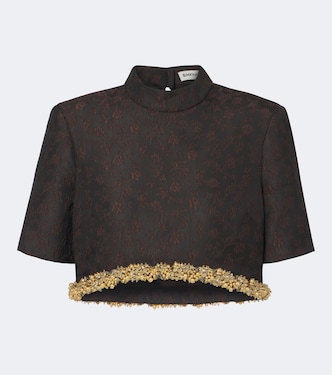Jalen embellished jacquard crop top | Simkhai