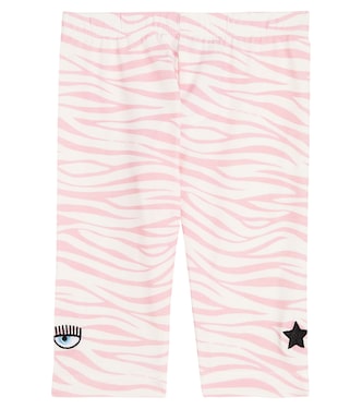 x Chiara Ferragni Baby zebra-print cotton-blend leggings | Monnalisa