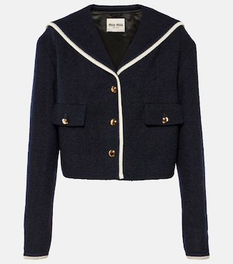 Cropped wool-blend tweed jacket | Miu Miu