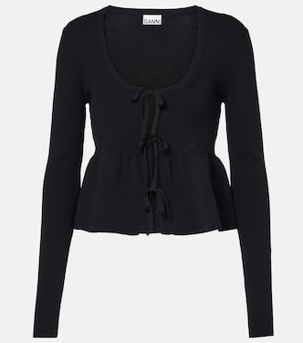 Ruffled ribbed-knit top | Ganni