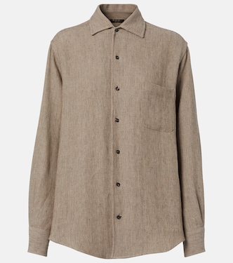 André chevron linen crêpe shirt | Loro Piana