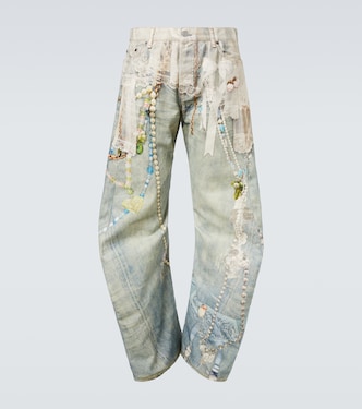 Jeans barrel estampados con efecto desgastado | Acne Studios