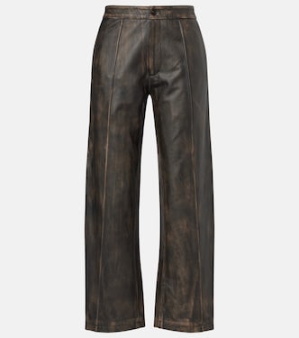 Pantalon ample à taille haute en cuir | Jacques Wei