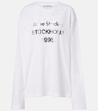 Embellished logo cotton and hemp jersey T-shirt | Acne Studios
