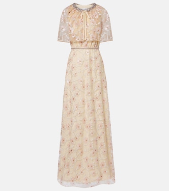 Embellished floral caped maxi dress | Self-Portrait