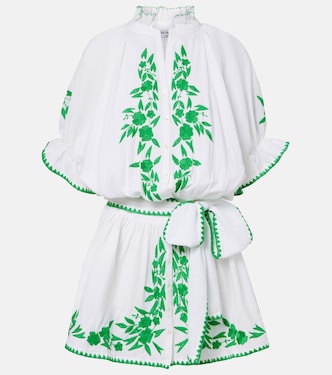 Embroidered cotton and linen minidress | Juliet Dunn