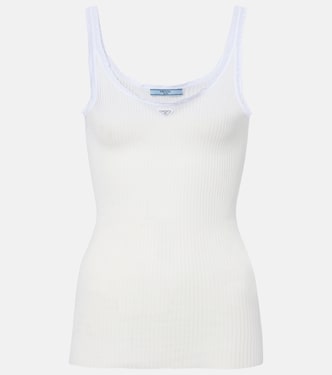 Tanktop aus Rippstrick mit Spitze | Prada