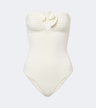 Floral-appliqué gathered swimsuit  | Magda Butrym