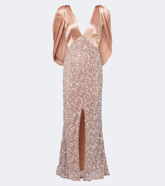 Genevieve sequined draped satin gown | Là Fuori