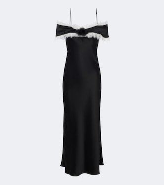 Floral-appliqué satin midi dress | Rodarte