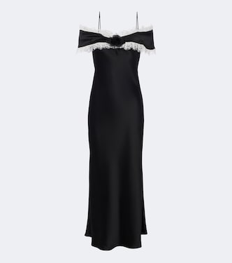 Off-Shoulder-Midikleid aus Satin mit Spitze | Rodarte