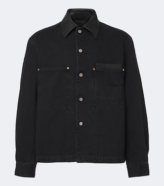 Leather-trimmed denim overshirt | Lemaire