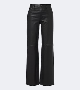 Stovepipe leather straight pants | 7 For All Mankind