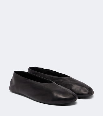 Stella shearling-trimmed leather ballet flats | The Row