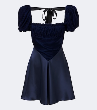 Ruched silk satin and velvet minidress  | Rodarte