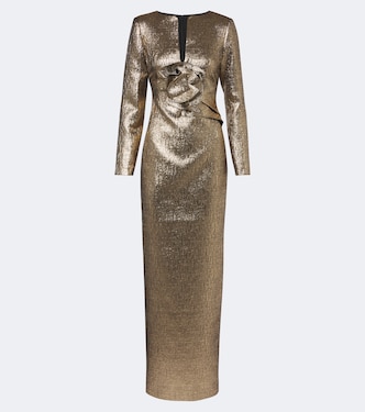 Floral-appliqué metallic-effect cloqué gown | Roland Mouret