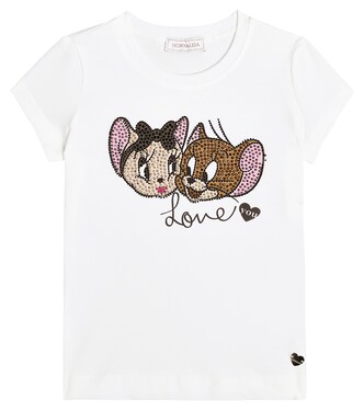 Embellished cotton-blend T-shirt | Monnalisa